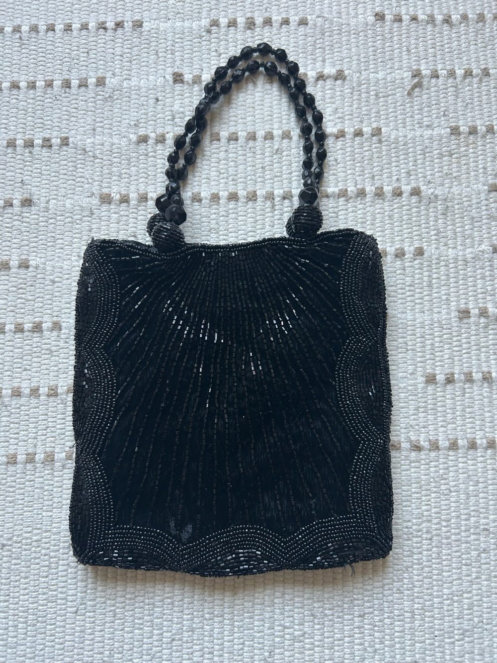 Vintage Black Beaded Evening Handbag